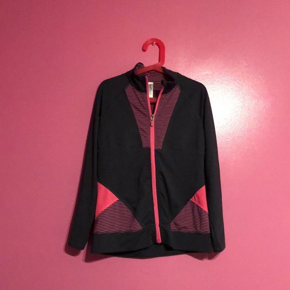 Girls Gray and Pink Sports Zip-Up